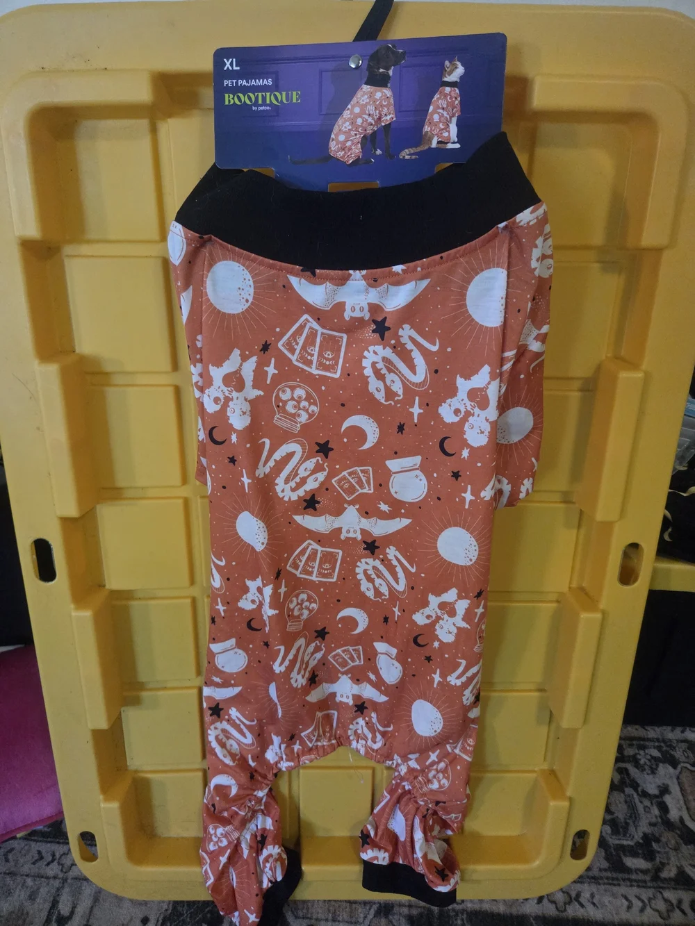 Petco Orange Printed Pet Pajamas with Black Trim - XL